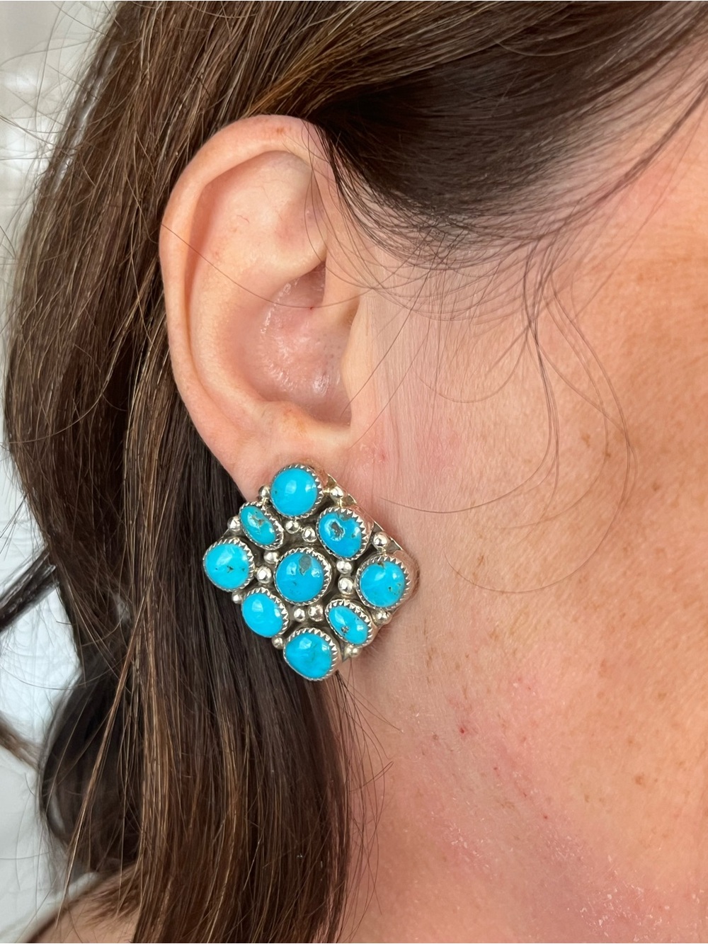 Navajo Turquoise Cluster Earrings